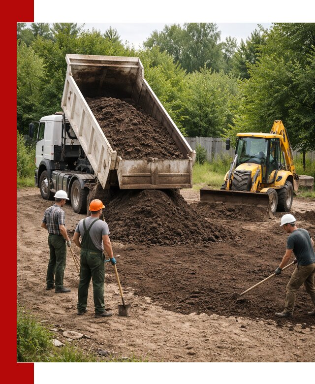 Доставка и укладка грунта для выравнивания участка в Похвистневе