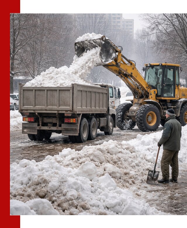 Вывоз снега грузовой техникой в Похвистневе оперативно и чисто