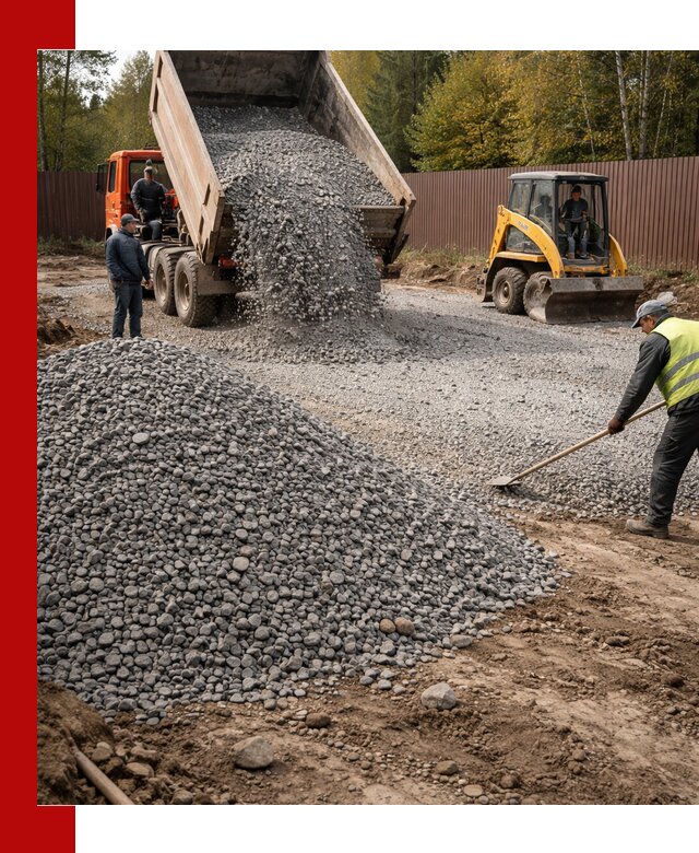 Отсыпка участка щебнем с доставкой и уплотнением в Похвистневе